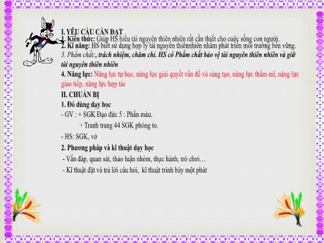 Bài giảng Đạo đức 5 - Bài 14: Bảo vệ tài nguyên thiên nhiên (Tiết 2) - Lê Thị Kiều