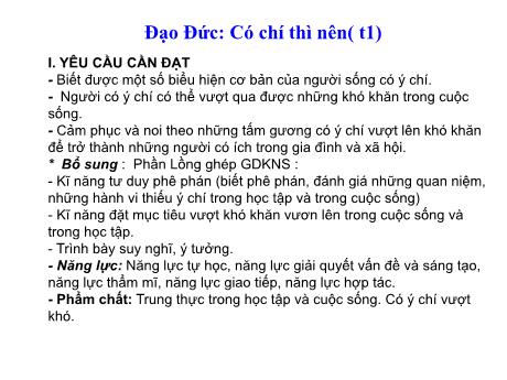 Bài giảng Đạo đức 5 - Bài 3: Có chí thì nên - Lê Thị Kiều