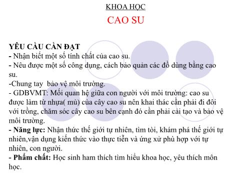 Bài giảng Khoa học 5 - Bài 30: Cao su - Lê Thị Kiều