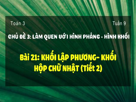Bài giảng Toán 3 (Kết nối tri thức) - Bài 21: Khối lập phương, khối hộp chữ nhật (Tiết 2) - Trần Thị Ánh Tuyết