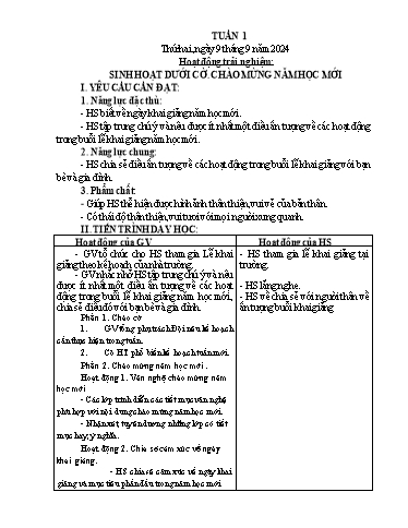 Giáo án Lớp 2 (Kết nối tri thức) - Tuần 1 - Năm học 2024-2025 - Phan Thị Ánh Tuyết