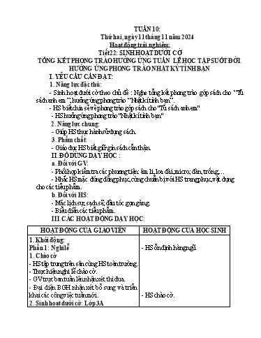 Giáo án Lớp 2 (Kết nối tri thức) - Tuần 10 - Năm học 2024-2025 - Phan Thị Ánh Tuyết