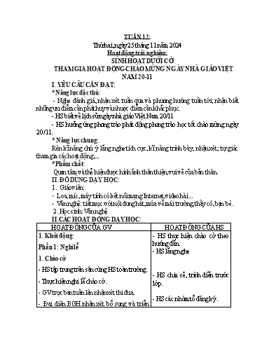 Giáo án Lớp 2 (Kết nối tri thức) - Tuần 12 - Năm học 2024-2025 - Phan Thị Ánh Tuyết