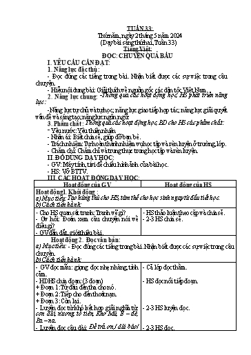 Giáo án Lớp 2 (Kết nối tri thức) - Tuần 33 - Năm học 2023-2024 - Phan Thị Ánh Tuyết