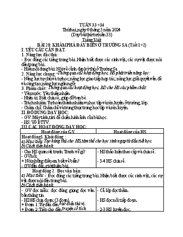 Giáo án Lớp 2 (Kết nối tri thức) - Tuần 33+34 - Năm học 2023-2024 - Phan Thị Ánh Tuyết