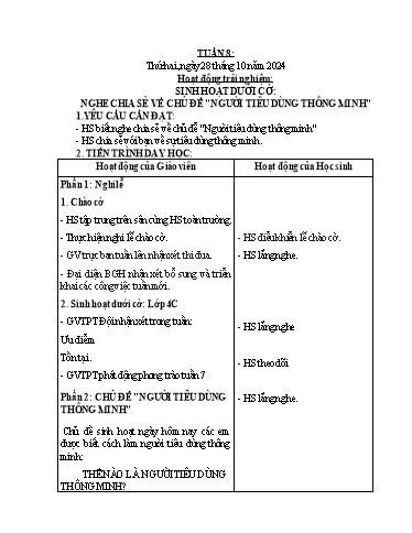 Giáo án Lớp 2 (Kết nối tri thức) - Tuần 8 - Năm học 2024-2025 - Phan Thị Ánh Tuyết