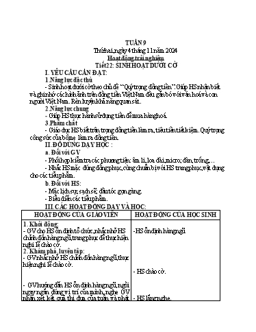 Giáo án Lớp 2 (Kết nối tri thức) - Tuần 9 - Năm học 2024-2025 - Phan Thị Ánh Tuyết