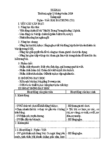 Giáo án Lớp 3 (Kết nối tri thức) - Tuần 31 - Năm học 2023-2024 - Trần Thị Ánh Tuyết