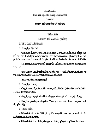 Giáo án Lớp 3 (Kết nối tri thức) - Tuần 34 - Năm học 2023-2024 - Trần Thị Ánh Tuyết