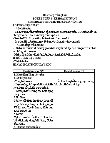 Giáo án Lớp 3 (Kết nối tri thức) - Tuần 9 - Năm học 2023-2024 - Trần Thị Ánh Tuyết