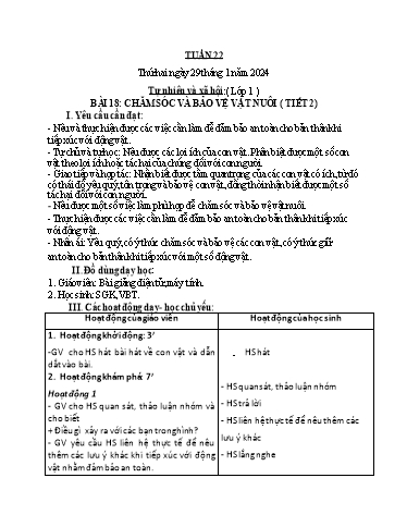 Giáo án Tự nhiên và xã hội 1+2 (Kết nối tri thức) - Tuần 22 - Năm học 2023-2024 - Phan Thị Ánh Tuyết