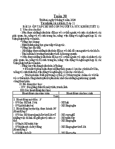 Giáo án Tự nhiên và xã hội 1+2 (Kết nối tri thức) - Tuần 30 - Năm học 2023-2024 - Phan Thị Ánh Tuyết