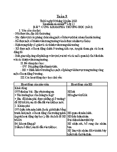 Giáo án Tự nhiên và xã hội 1+2 (Kết nối tri thức) - Tuần 9 - Năm học 2023-2024 - Phan Thị Ánh Tuyết