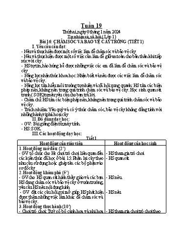 Giáo án Tự nhiên và xã hội 1+2 - Tuần 19 - Năm học 2023-2024 - Phan Thị Ánh Tuyết