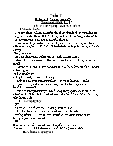 Giáo án Tự nhiên và xã hội 1+2 - Tuần 21 - Năm học 2023-2024 - Phan Thị Ánh Tuyết