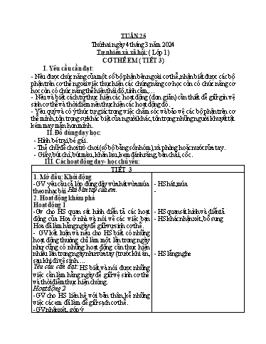 Giáo án Tự nhiên và xã hội 1+2 - Tuần 25 - Năm học 2023-2024 - Phan Thị Ánh Tuyết