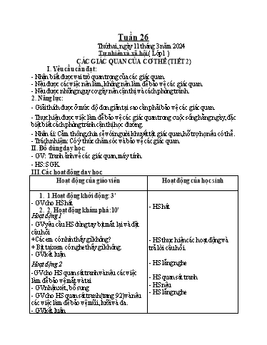 Giáo án Tự nhiên và xã hội 1+2 - Tuần 26 - Năm học 2023-2024 - Phan Thị Ánh Tuyết