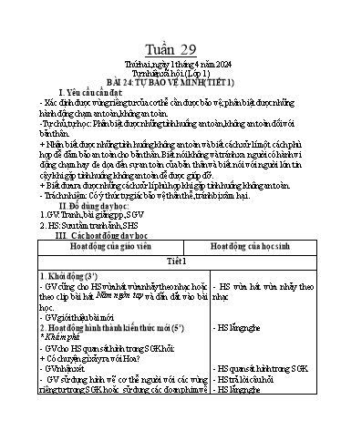 Giáo án Tự nhiên và xã hội 1+2 - Tuần 29 - Năm học 2023-2024 - Phan Thị Ánh Tuyết