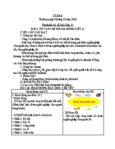 Giáo án Tự nhiên và xã hội 1+2 - Tuần 6 - Năm học 2023-2024 - Phan Thị Ánh Tuyết