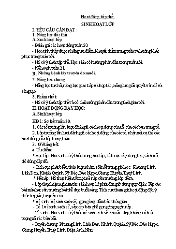 Kế hoạch bài dạy Lớp 5 - Tuần 21 - Năm học 2023-2024 - Lê Thị Kiều